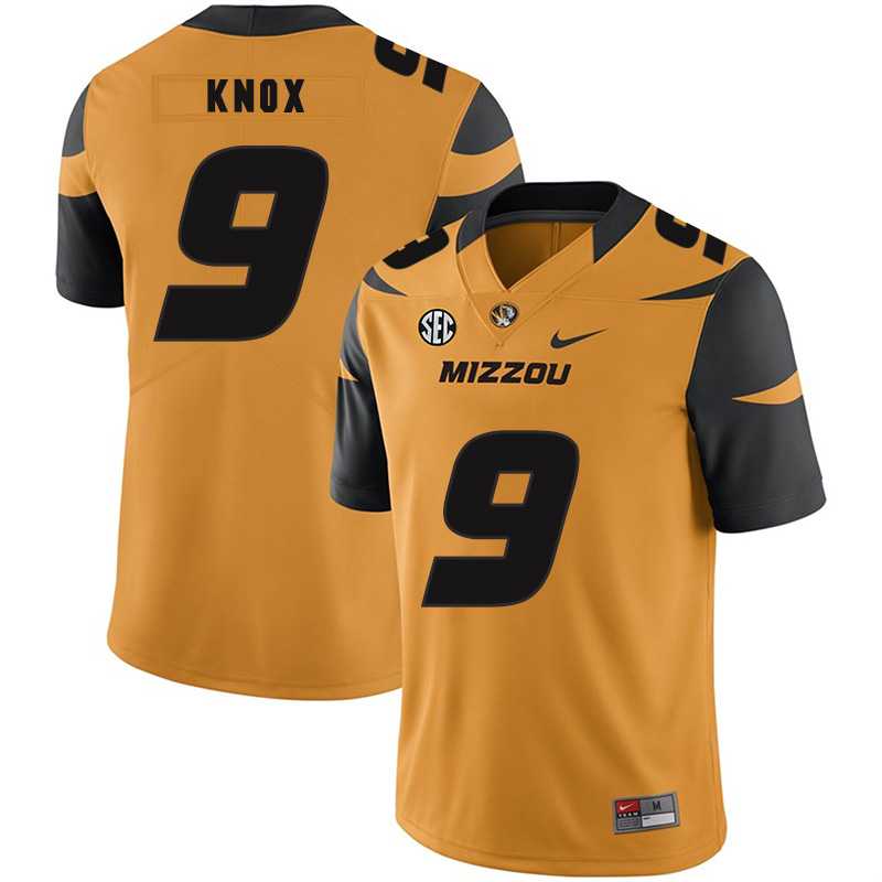 Missouri Tigers #9 Jalen Knox Gold Nike College Football Jersey